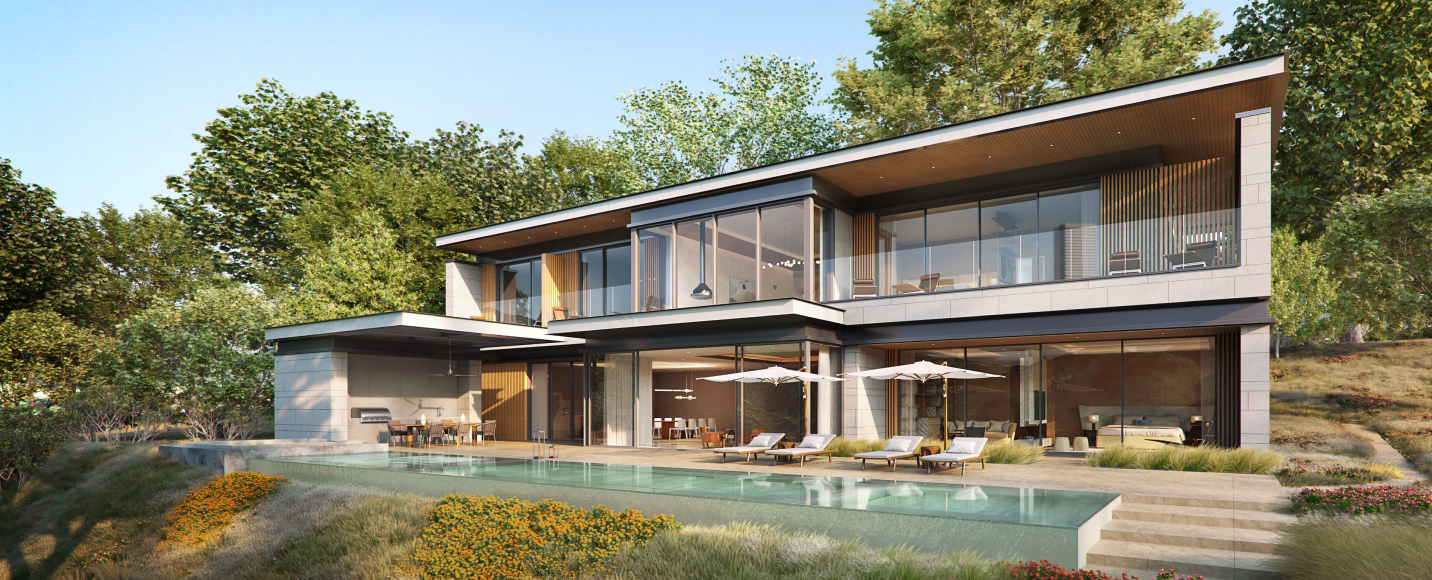 무와 제이드(MUWA JADE) THE CLIFF 외관, 절벽 위 인피티니 풀과 자연이 어우러진 세컨드하우스 고급 별장형 세컨홈 디자인